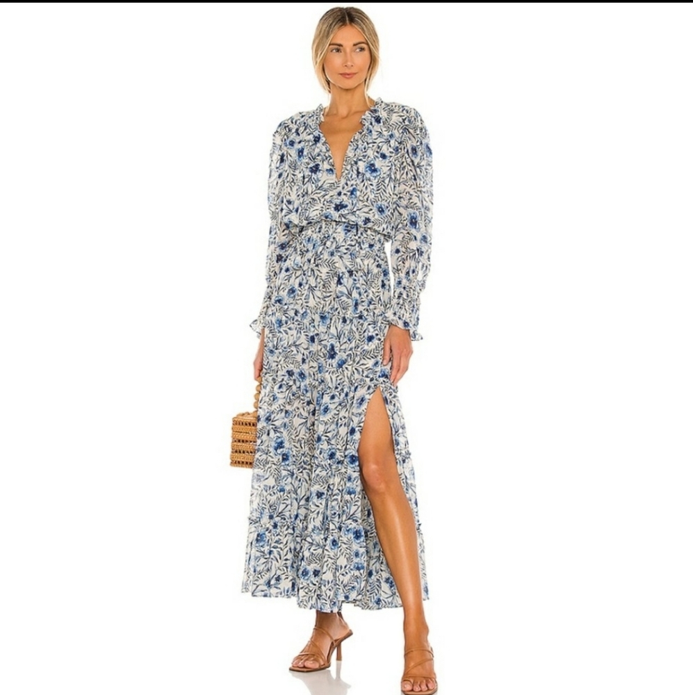 Misa Los Angeles Vida Maxi Dress In Indigo Blooms